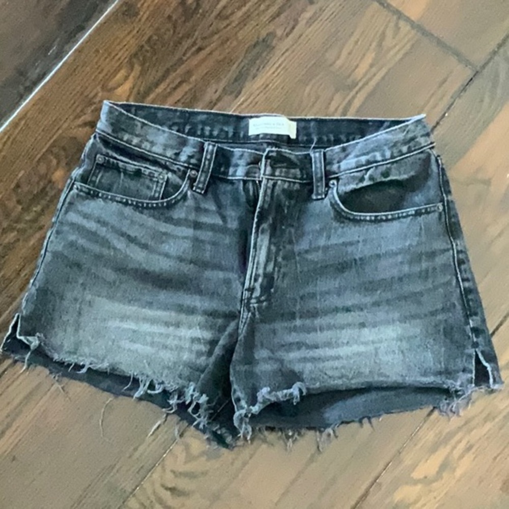 Abercrombie Mid Rise Boyfriend Black Denim Shorts